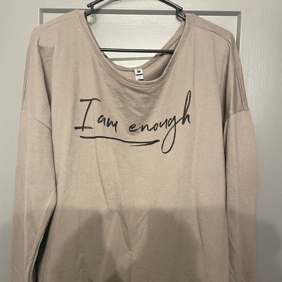 Long Sleeved T-Shirt, 2XL, Grey, I Am Enough - Picture 1 of 1